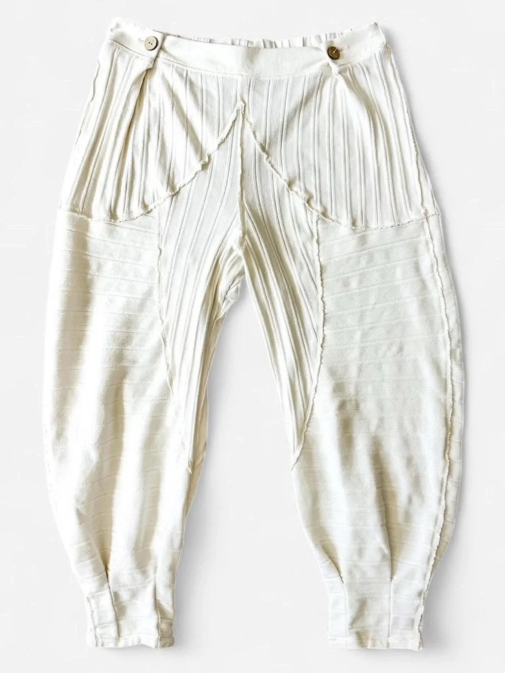 FREE PEOPLE Intimately Good Feels Joggers Textured Harem Pants Cream - Medium